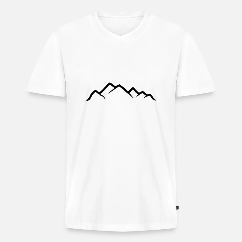Berge Silhouette Klettern - Männer Premium Bio T-Shirt mit V-Ausschnitt - Weiß