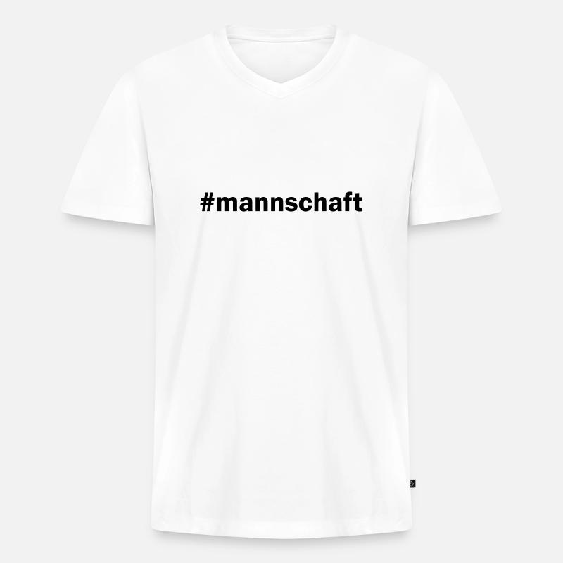 #mannschaft Mannschaft - Männer Premium Bio T-Shirt mit V-Ausschnitt - Weiß