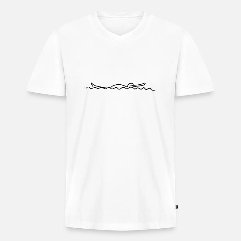 Rückenschwimmer - Männer Premium Bio T-Shirt mit V-Ausschnitt - Weiß