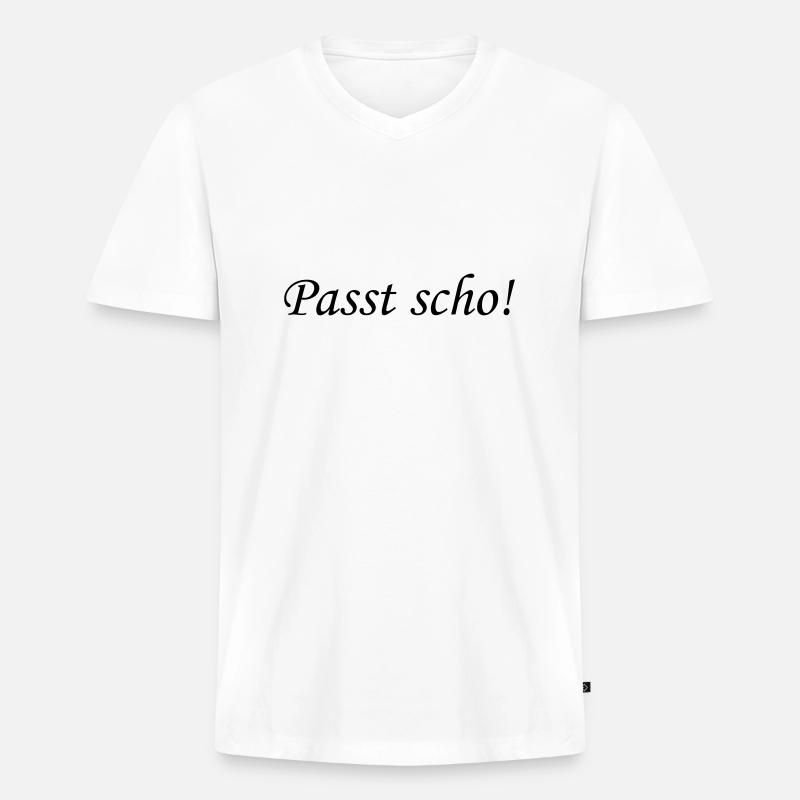 Passt scho! - Männer Premium Bio T-Shirt mit V-Ausschnitt - Weiß