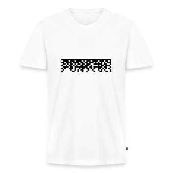 Pixel - Männer Premium Bio T-Shirt mit V-Ausschnitt - Weiß - Vorne - Nico (187cm)