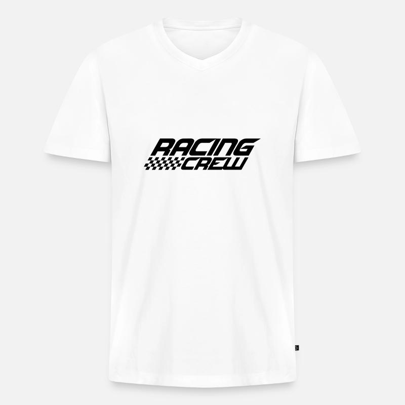 Racing Crew Design - Männer Premium Bio T-Shirt mit V-Ausschnitt - Weiß