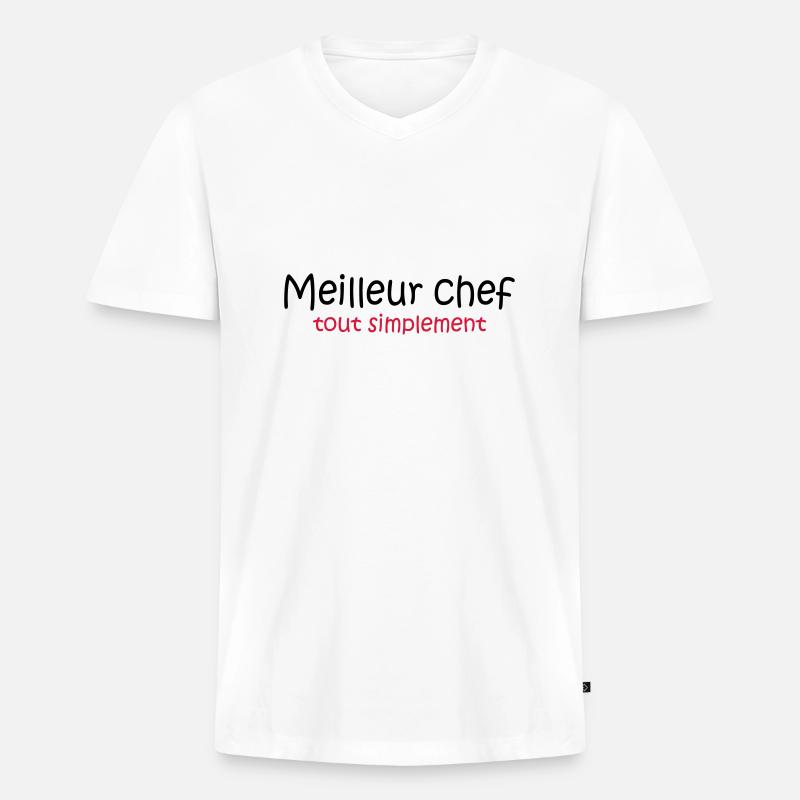 Meilleur chef tout simplement - Männer Premium Bio T-Shirt mit V-Ausschnitt - Weiß