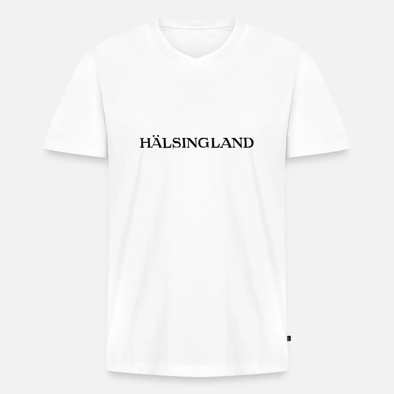 Hälsingland - Männer Premium Bio T-Shirt mit V-Ausschnitt - Weiß