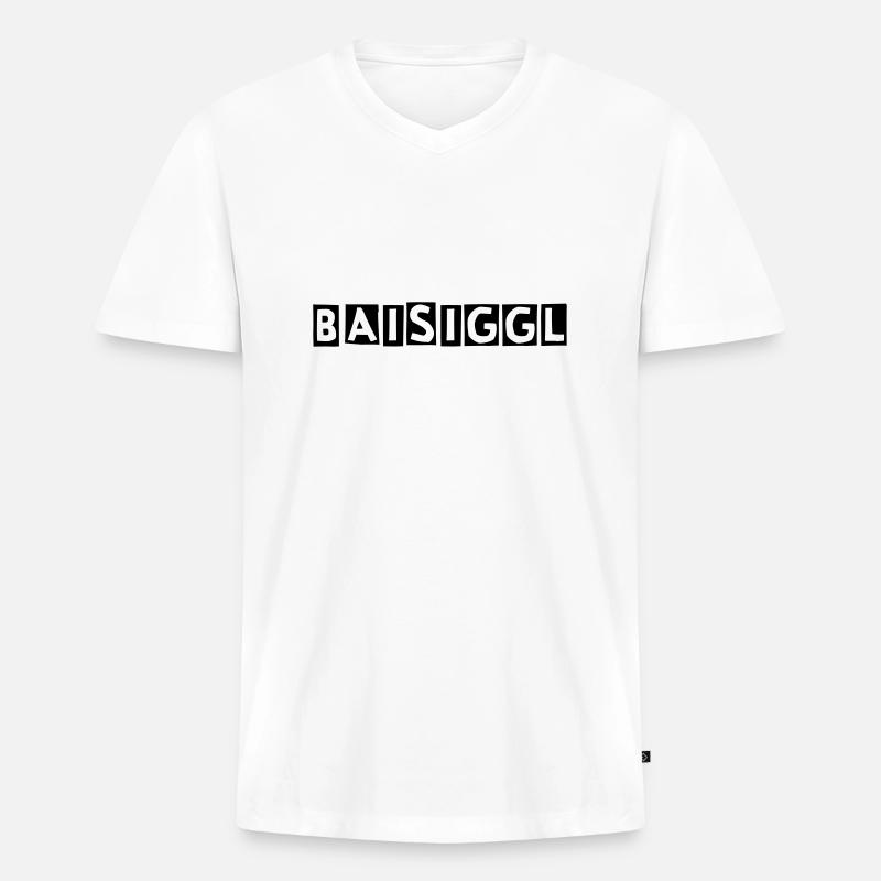 BaisigglEinfach - Männer Premium Bio T-Shirt mit V-Ausschnitt - Weiß