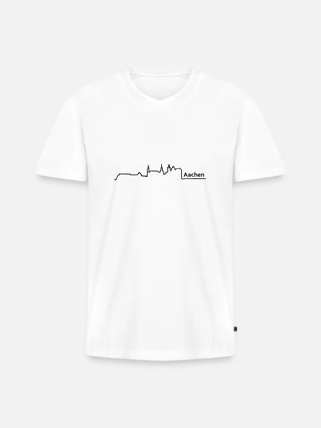 aachen skyline - Men's Premium Organic T-shirt with V-neck - white