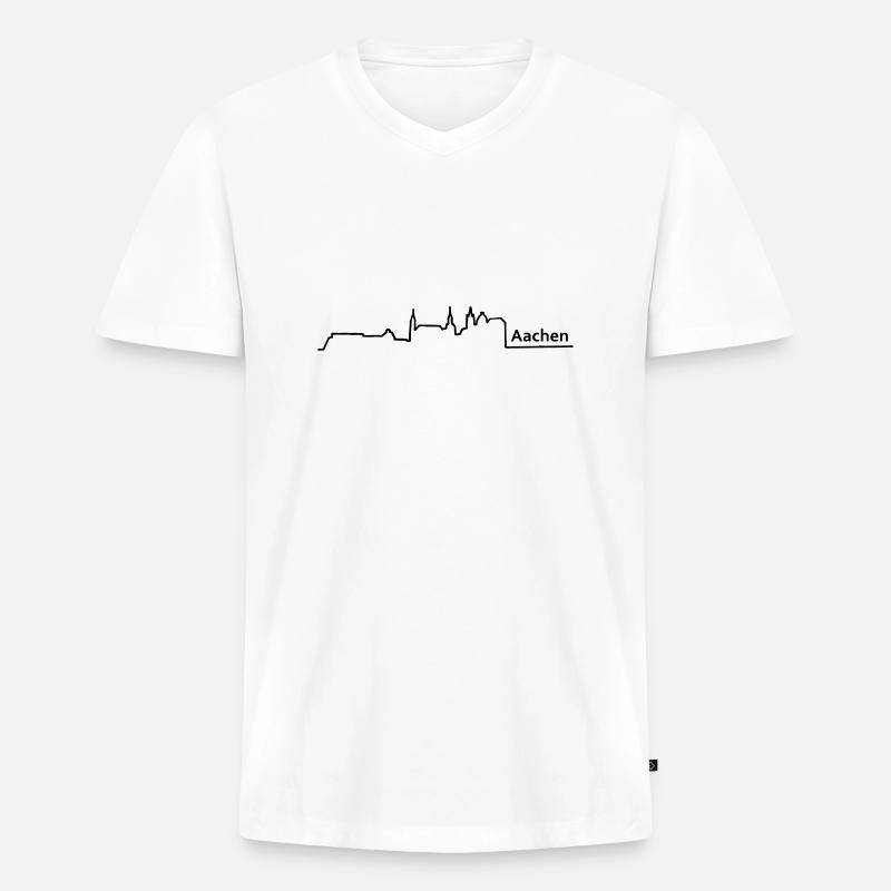 aachen skyline - Männer Premium Bio T-Shirt mit V-Ausschnitt - Weiß