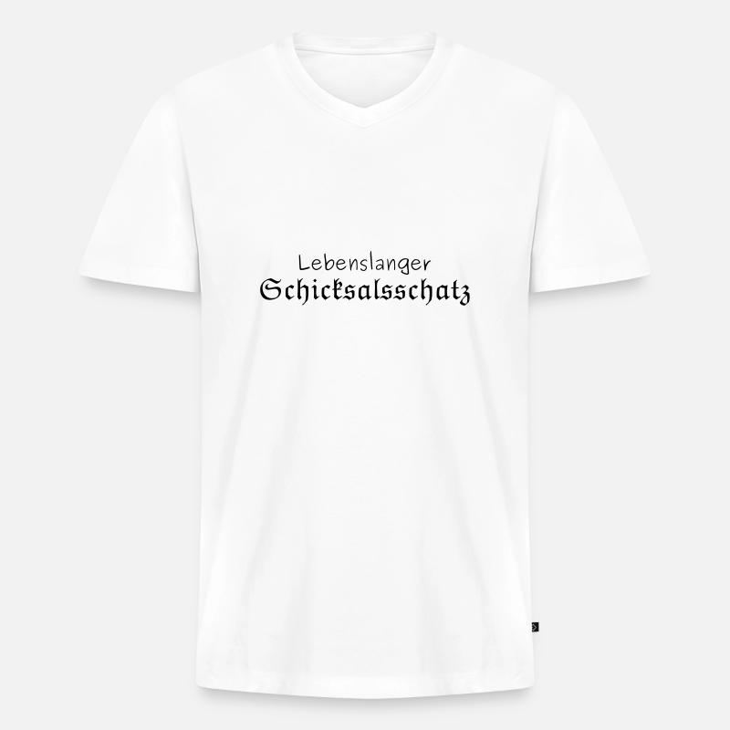 Lebenslanger Schicksalsschatz - Männer Premium Bio T-Shirt mit V-Ausschnitt - Weiß