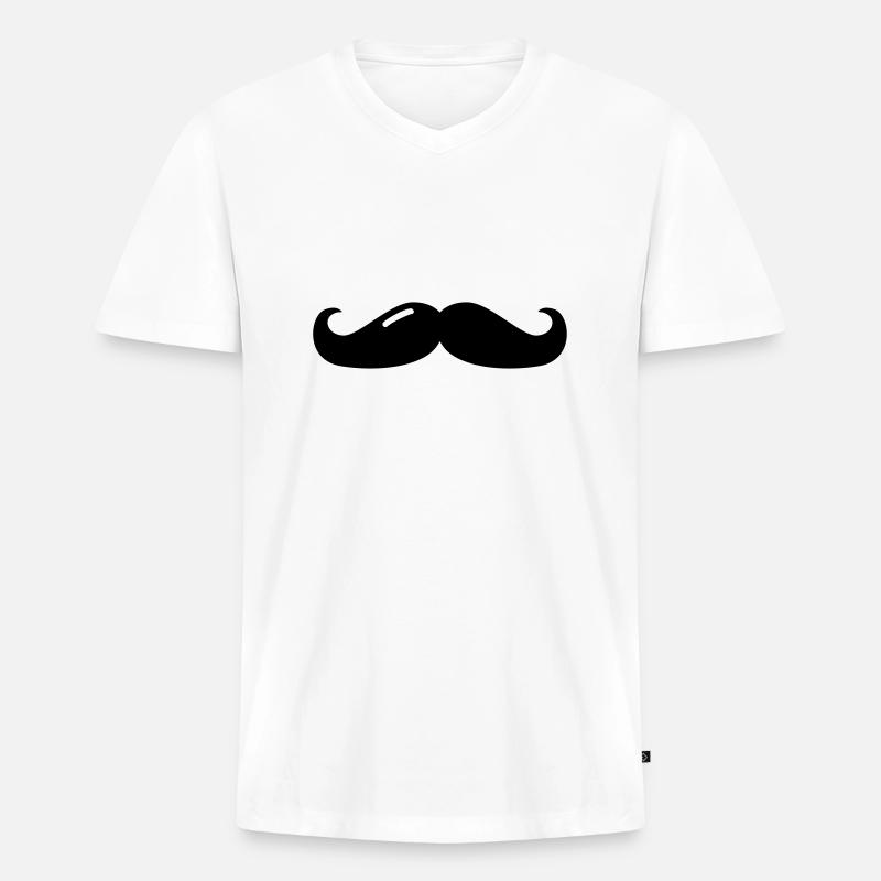 mustache - moustache - beard - bart - Männer Premium Bio T-Shirt mit V-Ausschnitt - Weiß