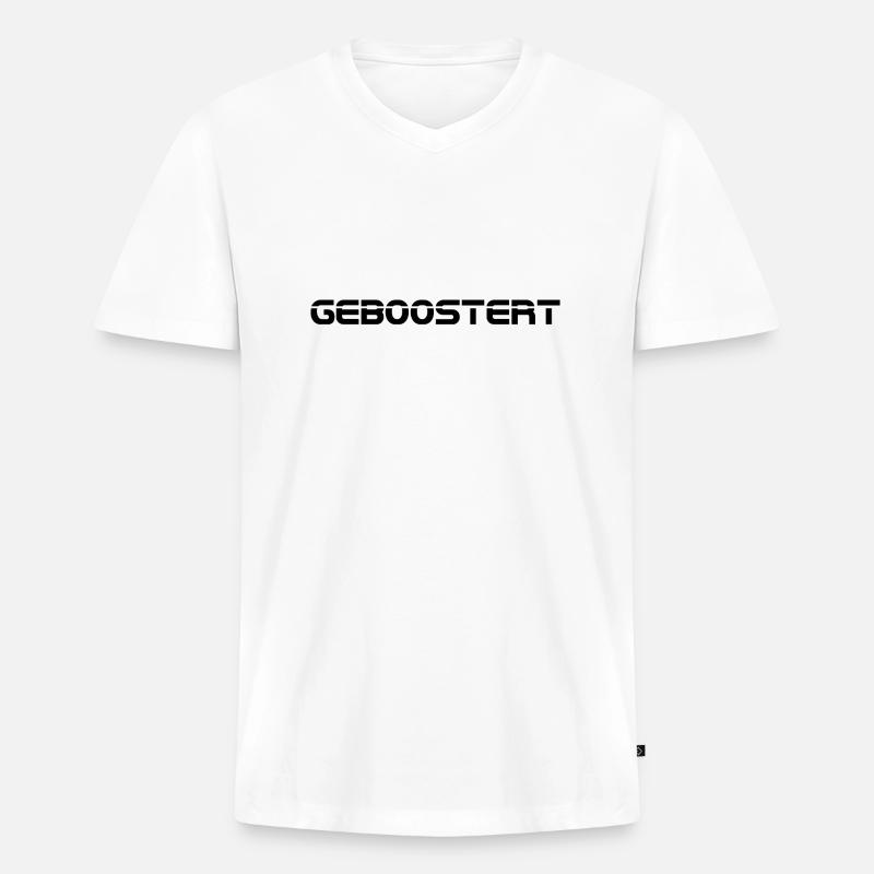 Geboostert schwarz - Männer Premium Bio T-Shirt mit V-Ausschnitt - Weiß