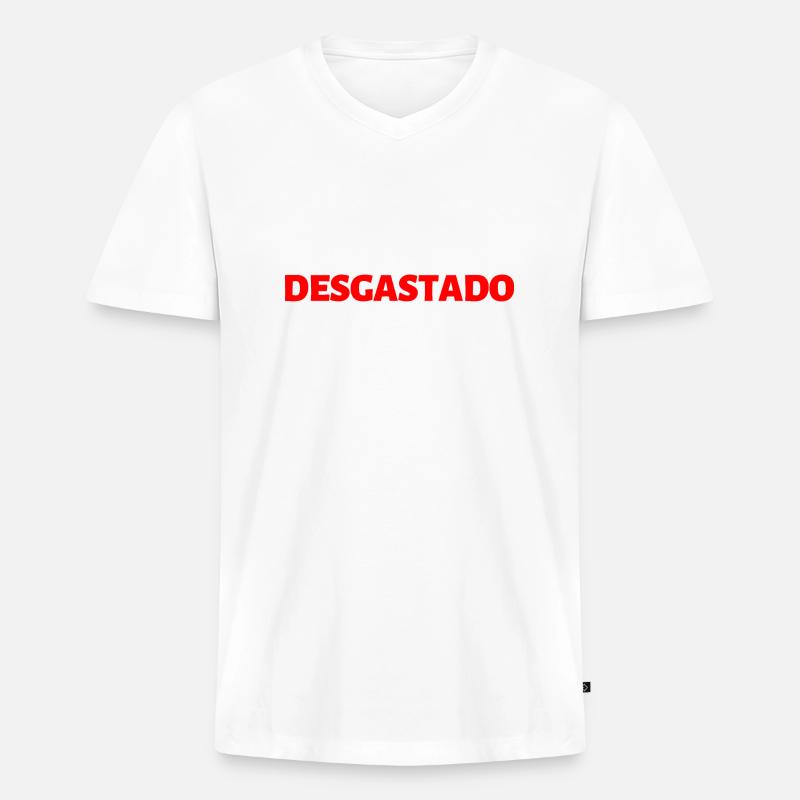 erschöpft Portugiesisch Sprache - Männer Premium Bio T-Shirt mit V-Ausschnitt - Weiß