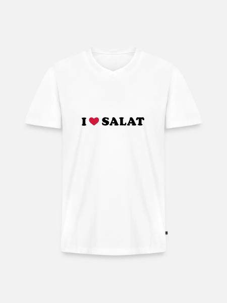 J'aime salade - T-shirt encolure en V Premium bio Homme - blanc