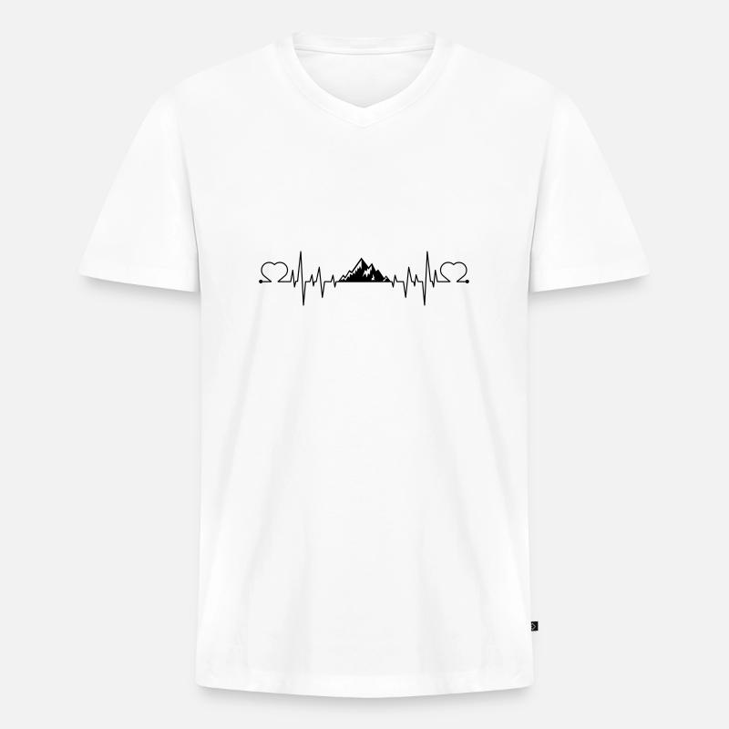 HERZSCHLAG berge4 - Männer Premium Bio T-Shirt mit V-Ausschnitt - Weiß