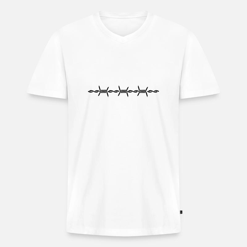 Stacheldraht / barbed wire (1c) - Männer Premium Bio T-Shirt mit V-Ausschnitt - Weiß
