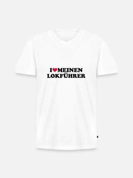 Lokführer - Männer Premium Bio T-Shirt mit V-Ausschnitt - Weiß