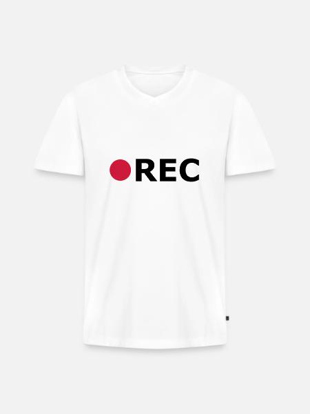 RECORD - Männer Premium Bio T-Shirt mit V-Ausschnitt - Weiß