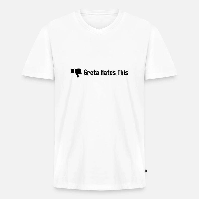 Greta hasst das - Männer Premium Bio T-Shirt mit V-Ausschnitt - Weiß
