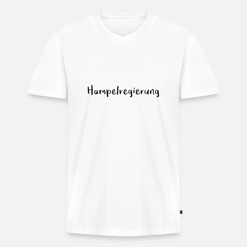 Hampelregierung Logo Text Selfmade - Männer Premium Bio T-Shirt mit V-Ausschnitt - Weiß