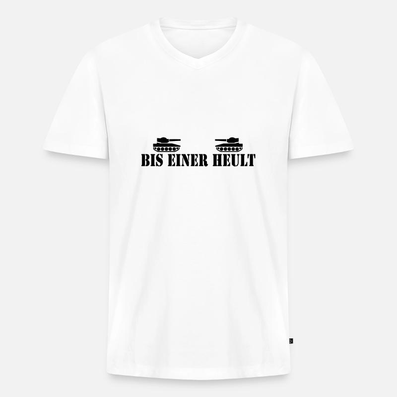 bis einer heult - Männer Premium Bio T-Shirt mit V-Ausschnitt - Weiß