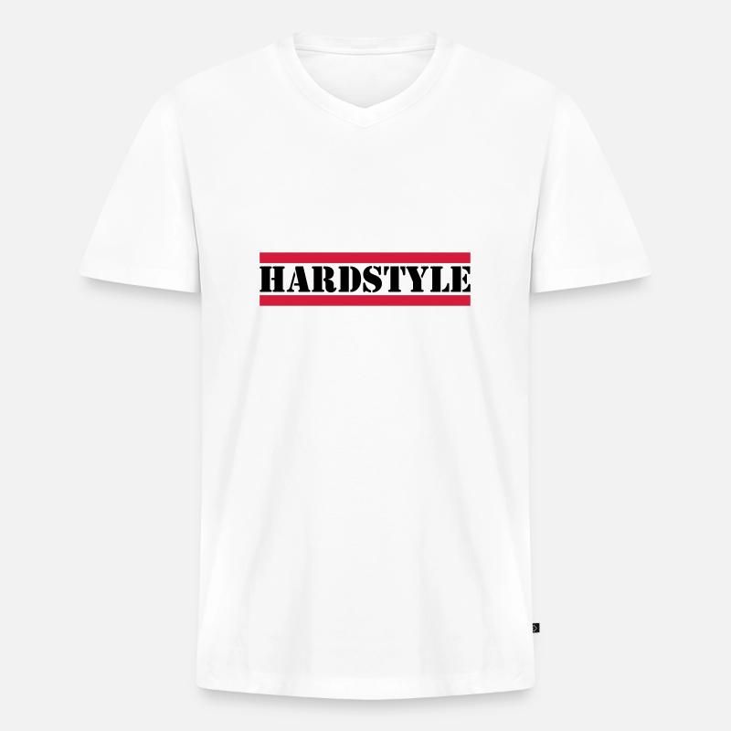 Hardstyle - Männer Premium Bio T-Shirt mit V-Ausschnitt - Weiß