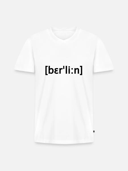 berlin lautschrift - Männer Premium Bio T-Shirt mit V-Ausschnitt - Weiß