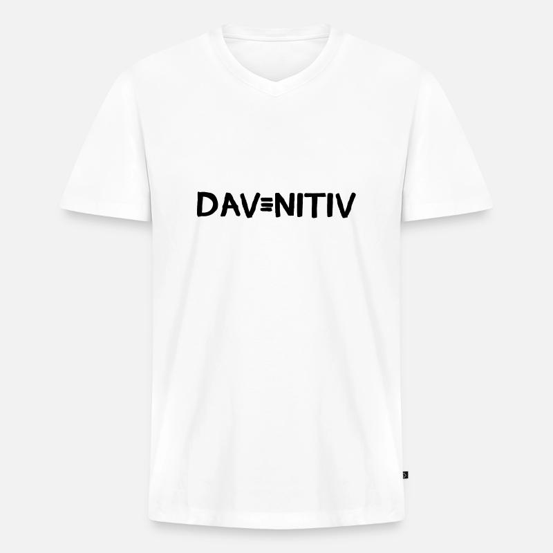 davenitiv - Männer Premium Bio T-Shirt mit V-Ausschnitt - Weiß