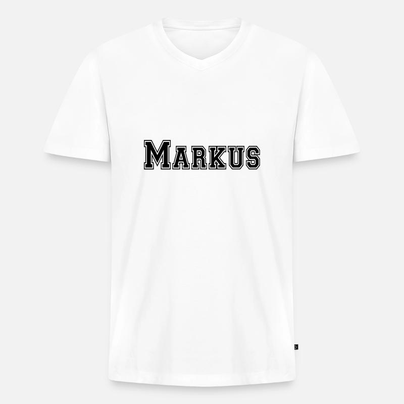 markus - Männer Premium Bio T-Shirt mit V-Ausschnitt - Weiß