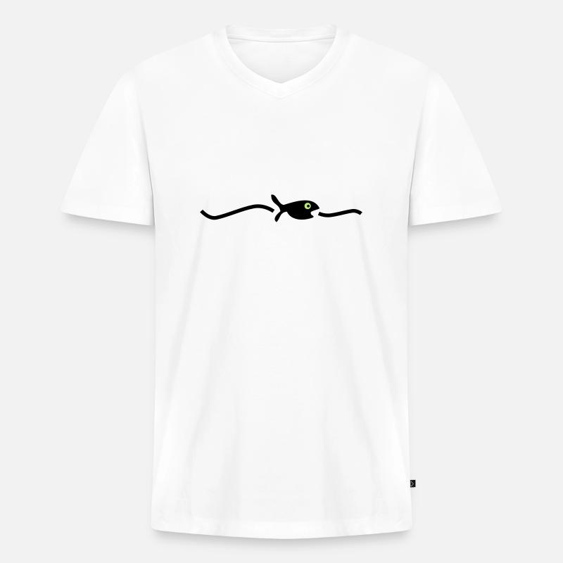 schwimmender Fisch - Männer Premium Bio T-Shirt mit V-Ausschnitt - Weiß