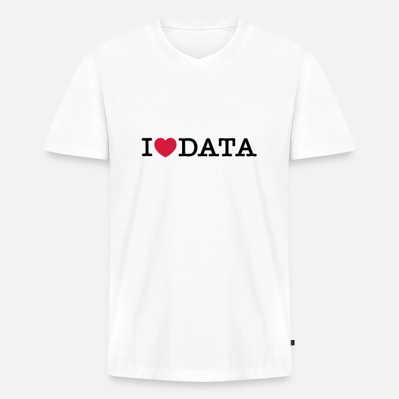 Daten I Love - Männer Premium Bio T-Shirt mit V-Ausschnitt - Weiß