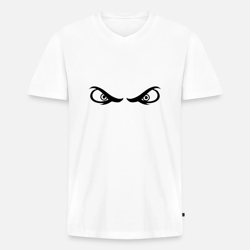 Augen gefährlich - Männer Premium Bio T-Shirt mit V-Ausschnitt - Weiß