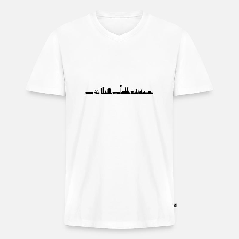 Skyline - München - Männer Premium Bio T-Shirt mit V-Ausschnitt - Weiß