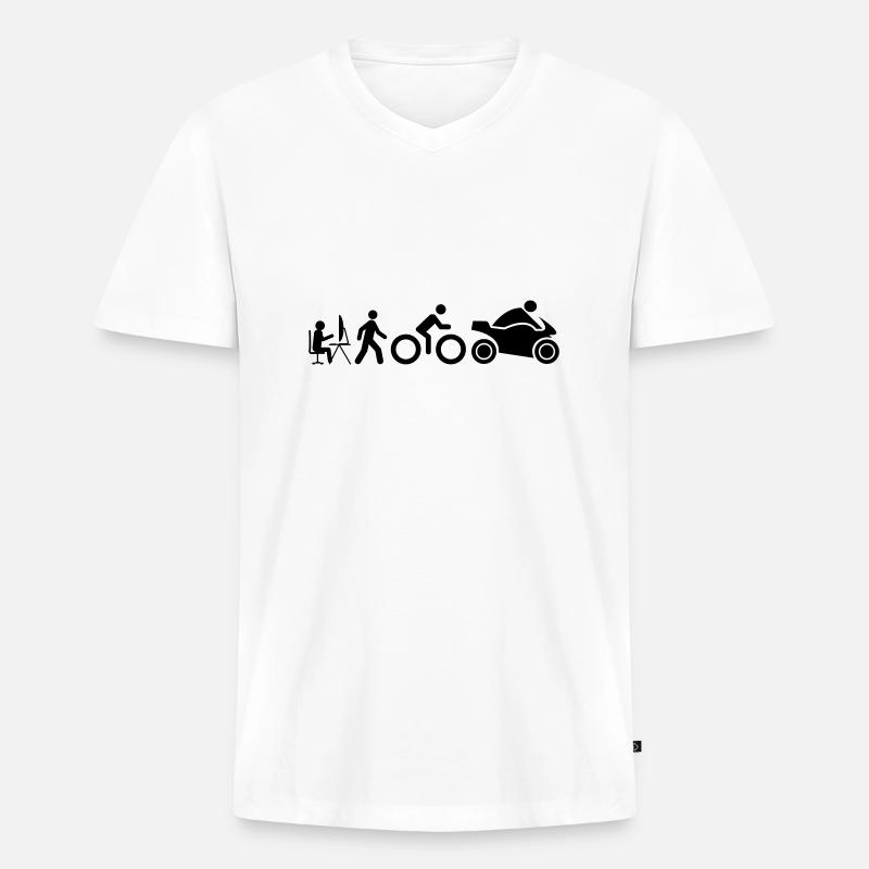 Evolution eines Motorradfahrers - Männer Premium Bio T-Shirt mit V-Ausschnitt - Weiß