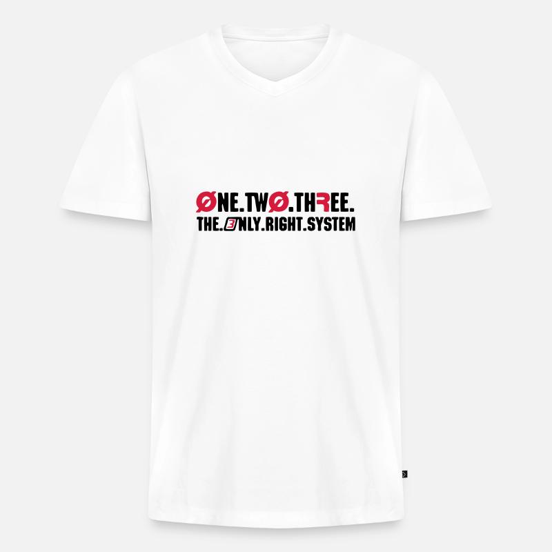 Right System - Männer Premium Bio T-Shirt mit V-Ausschnitt - Weiß