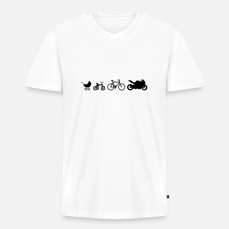 Baby to Biker Evolution - Männer Premium Bio T-Shirt mit V-Ausschnitt - Weiß