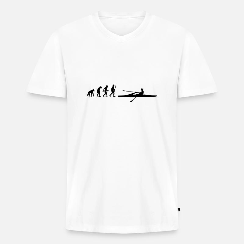 Ruderer Evolution - Männer Premium Bio T-Shirt mit V-Ausschnitt - Weiß