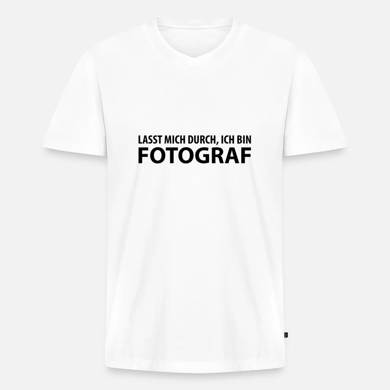 fotograf - Männer Premium Bio T-Shirt mit V-Ausschnitt - Weiß