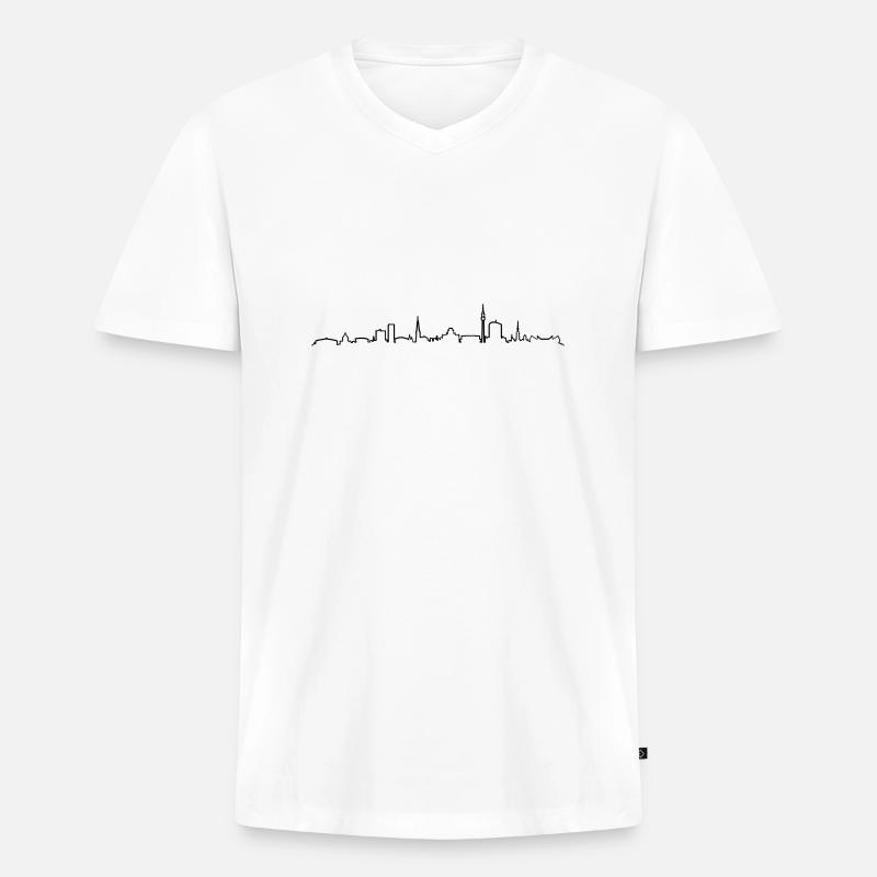 Skyline - Dortmund - Männer Premium Bio T-Shirt mit V-Ausschnitt - Weiß