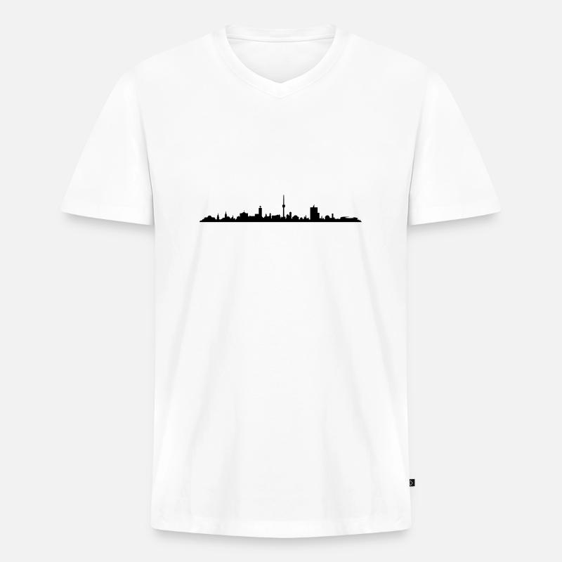 Skyline - Stuttgart - Männer Premium Bio T-Shirt mit V-Ausschnitt - Weiß