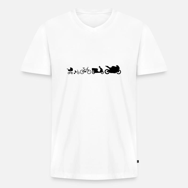 Motorrad Evolution em582 - Männer Premium Bio T-Shirt mit V-Ausschnitt - Weiß