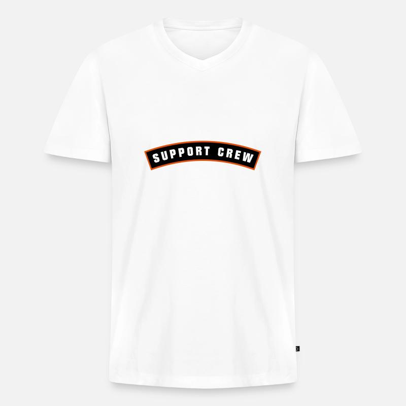 SUPPORT CREW Patch - Männer Premium Bio T-Shirt mit V-Ausschnitt - Weiß