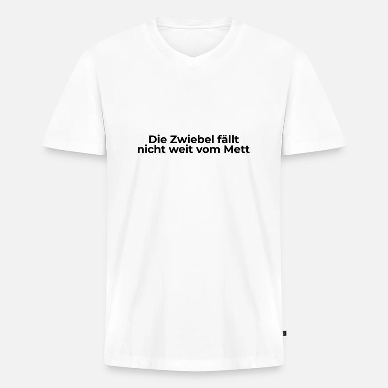 Zwiebel Mett - Männer Premium Bio T-Shirt mit V-Ausschnitt - Weiß
