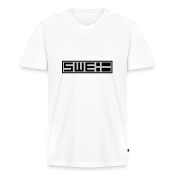Tactique suédoise - T-shirt encolure en V Premium bio Homme - blanc - Devant - Nico (187cm)