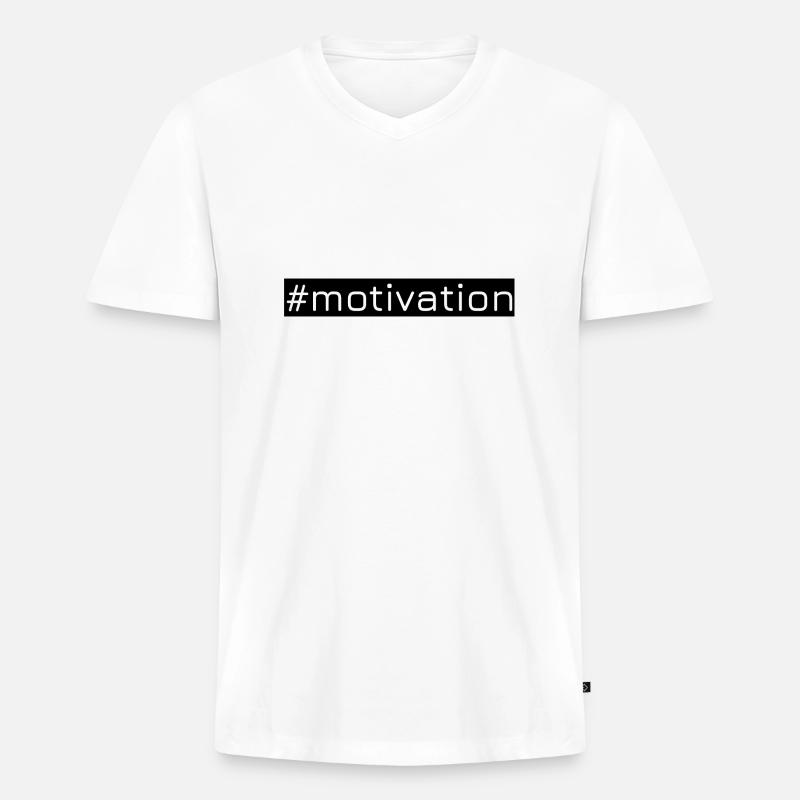 #motivation - Männer Premium Bio T-Shirt mit V-Ausschnitt - Weiß
