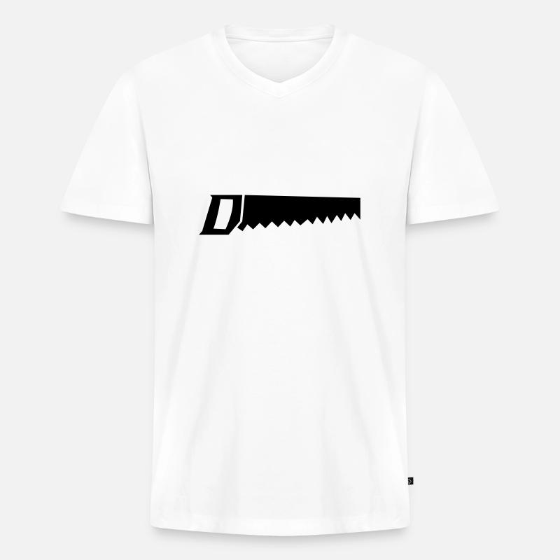 saege - Männer Premium Bio T-Shirt mit V-Ausschnitt - Weiß