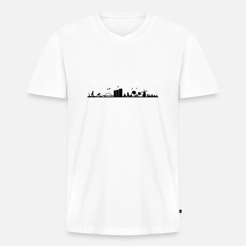 Skyline - Küste Fehmarn - Männer Premium Bio T-Shirt mit V-Ausschnitt - Weiß