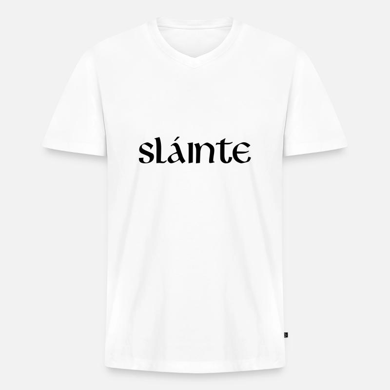Slainte text de - Männer Premium Bio T-Shirt mit V-Ausschnitt - Weiß