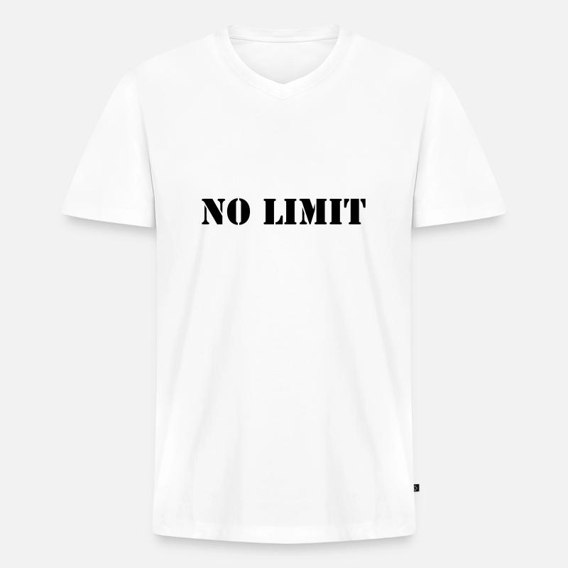 no_limit_01 - Männer Premium Bio T-Shirt mit V-Ausschnitt - Weiß