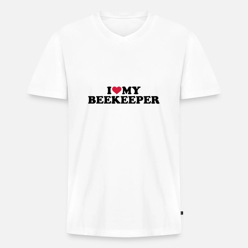 Imker - Männer Premium Bio T-Shirt mit V-Ausschnitt - Weiß