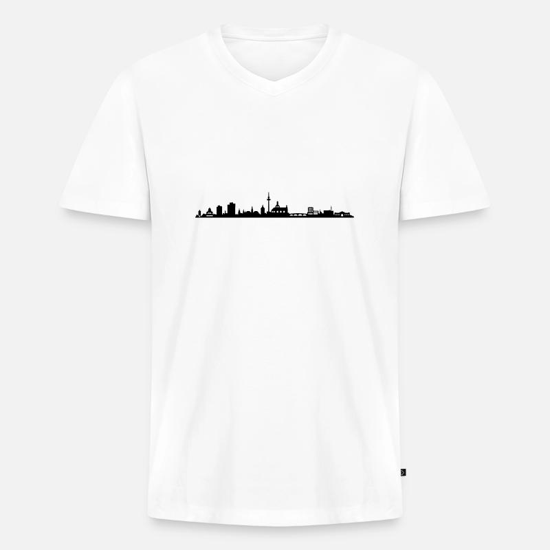 Skyline - Mannheim - Männer Premium Bio T-Shirt mit V-Ausschnitt - Weiß