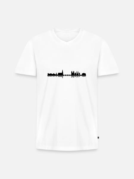 Skyline - Heidelberg - Männer Premium Bio T-Shirt mit V-Ausschnitt - Weiß